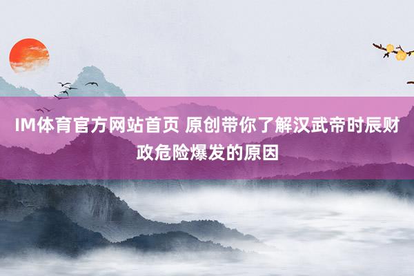 IM体育官方网站首页 原创带你了解汉武帝时辰财政危险爆发的原因